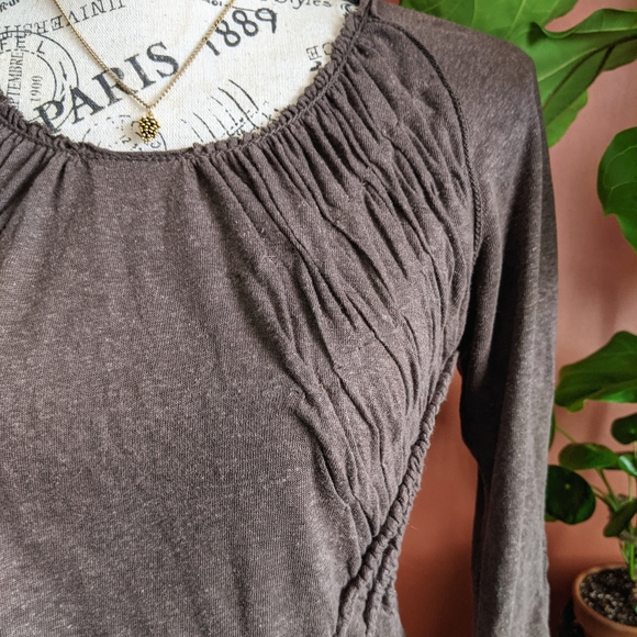 Max Studio Brown Ruched Top - Picture 7 of 11